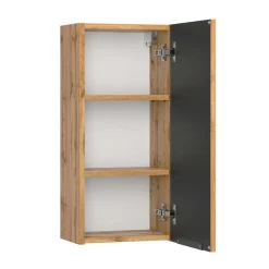 Bad Oberschrank in Wildeiche mit Schwarz - Crystoga