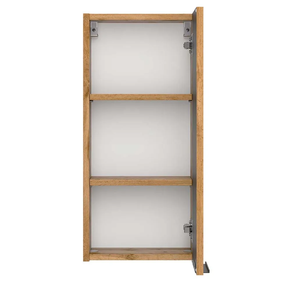 Bad Oberschrank in Wildeiche mit Schwarz - Crystoga