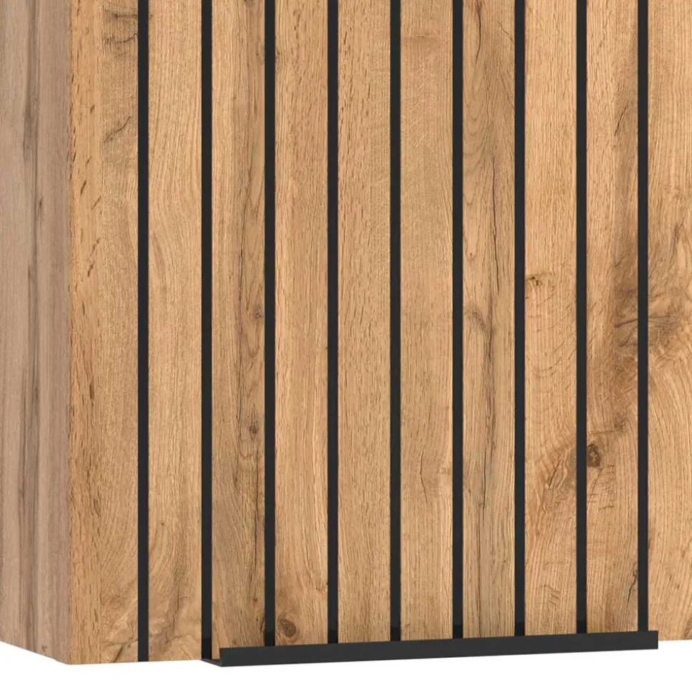 Bad Oberschrank in Wildeiche mit Schwarz - Crystoga