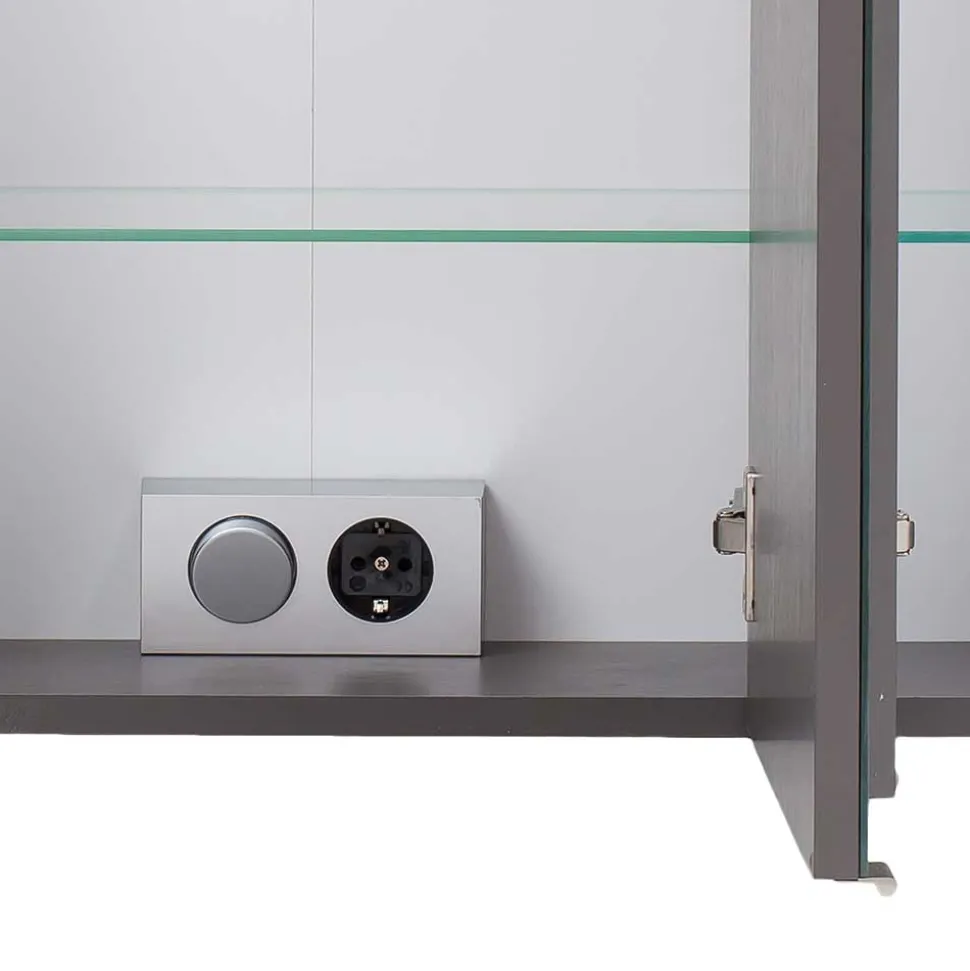 Bad Spiegelschrank 3D in Eiche Grau Holzoptik - Svegaria