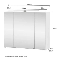Bad Spiegelschrank 3D in Eiche Grau Holzoptik - Svegaria