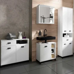 Bad Spiegelschrank in Weiß mit Schwarz - Envaton