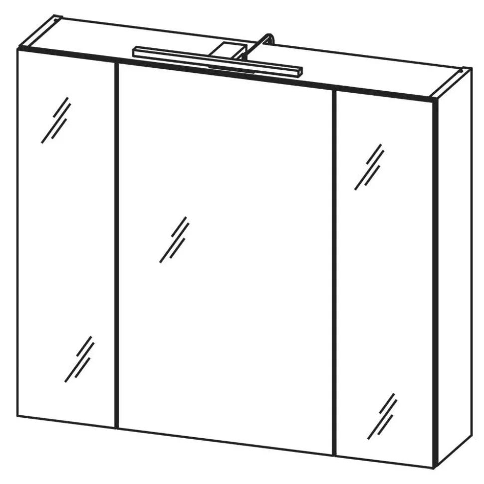 Bad Spiegelschrank mit Aufsatzleuchte in Hellgrau - Dolida