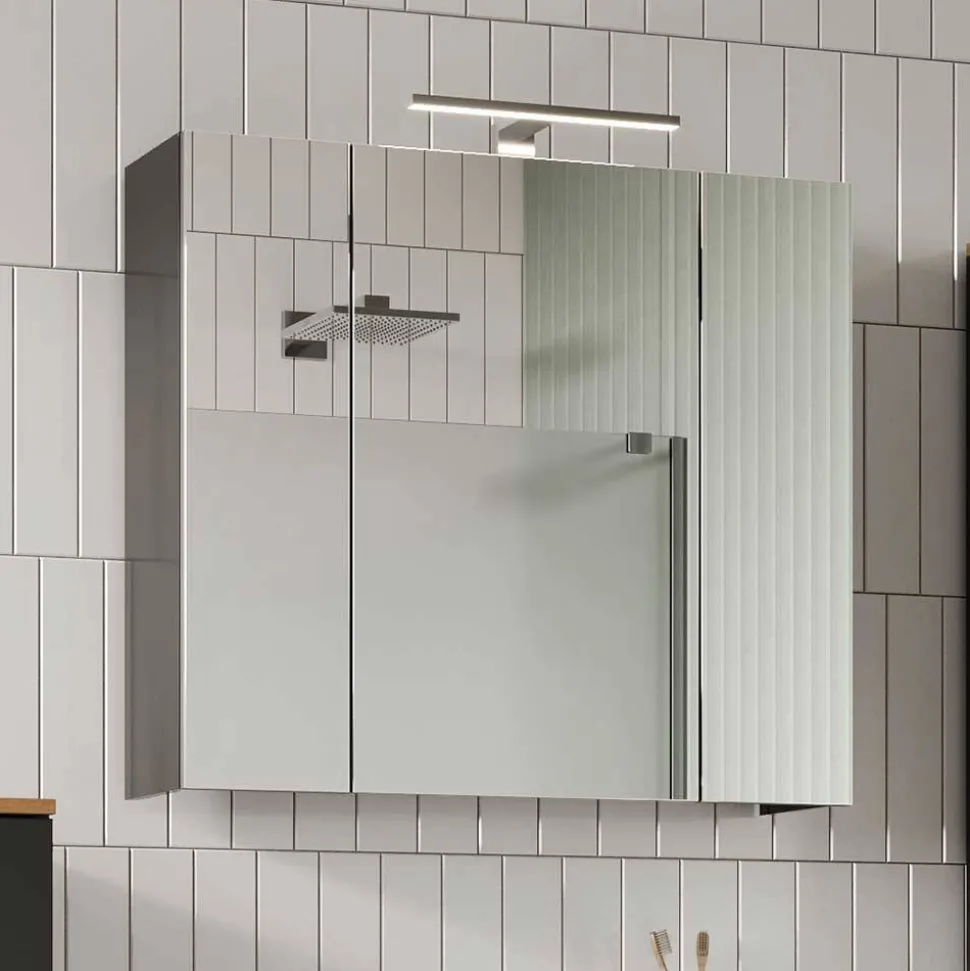 Bad Spiegelschrank mit LED 3-türig - Dolida