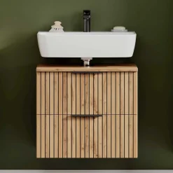 Bad Unterbeckenschrank mit Klappe & Schublade - Crystoga