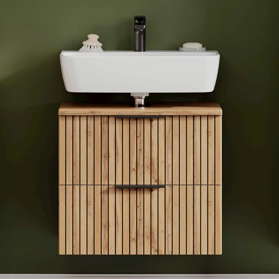 Bad Unterbeckenschrank mit Klappe & Schublade - Crystoga