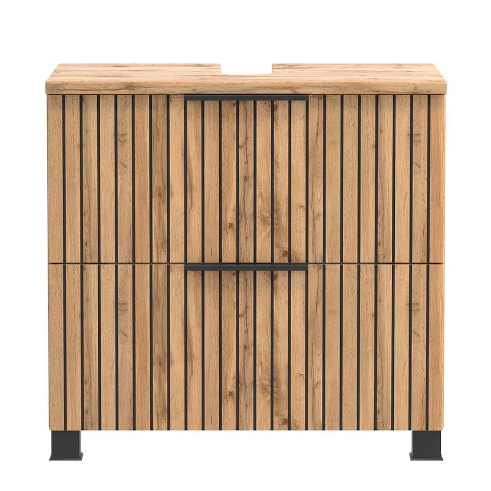 Bad Unterbeckenschrank mit Klappe & Schublade - Crystoga