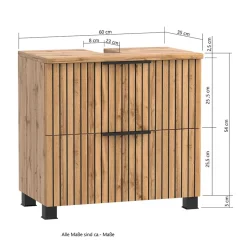 Bad Unterbeckenschrank mit Klappe & Schublade - Crystoga
