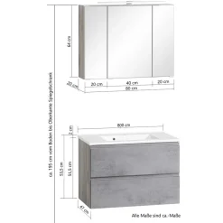 Bad Waschbeckenschrank & Spiegelschrank - Eight (zweiteilig)