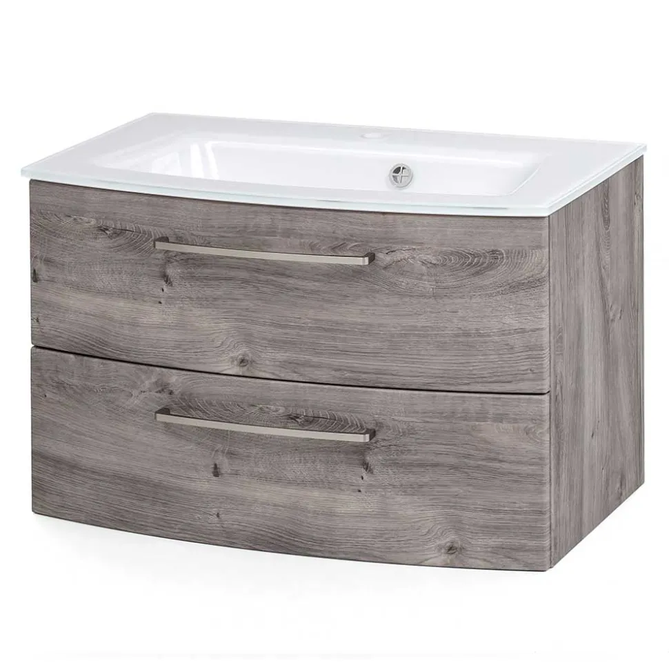 Bad Waschkonsole in grauer Eiche Optik - Svegaria