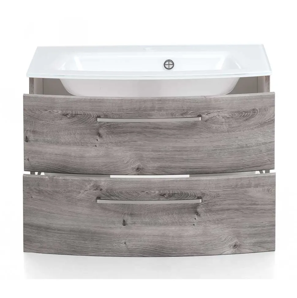 Bad Waschkonsole in grauer Eiche Optik - Svegaria