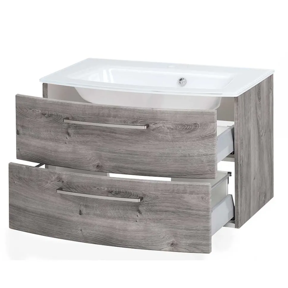 Bad Waschkonsole in grauer Eiche Optik - Svegaria