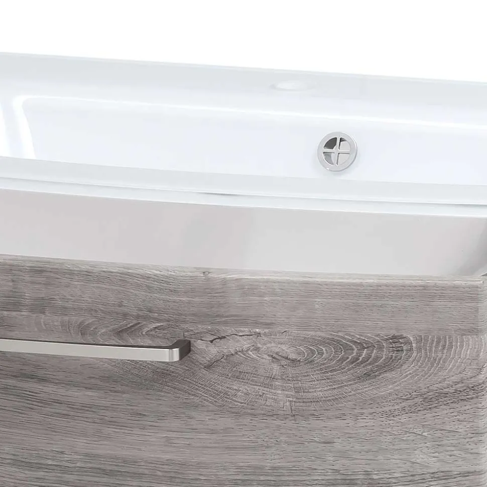 Bad Waschkonsole in grauer Eiche Optik - Svegaria