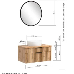 Bad Waschtisch & Midischrank Set - Crystoga (dreiteilig)