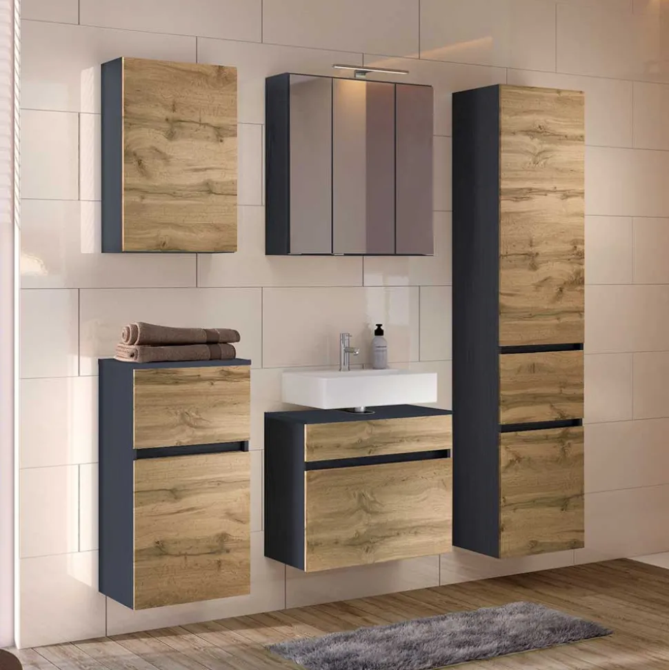 Badblock Möbel Kombi zweifarbig - Endely (fünfteilig)
