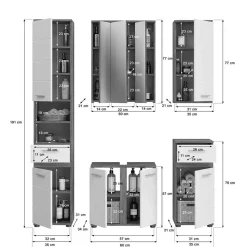 Badblock Möbel Kombination Set - Chapan (fünfteilig)