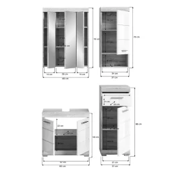 Badblock Möbelset modern - Calbanyara (dreiteilig)