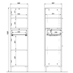 Badeinrichtung in Hellgrau mit Nussbaum - Dolida (vierteilig)