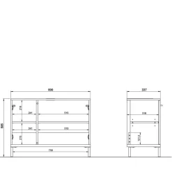 Badeinrichtung in Hellgrau mit Nussbaum - Dolida (vierteilig)