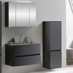 Badeinrichtung Set in Dunkelgrau - Natarivos (dreiteilig)