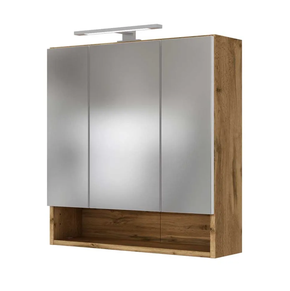 Badezimmer 3D Spiegelschrank in Holz Nachbildung - Lemnas