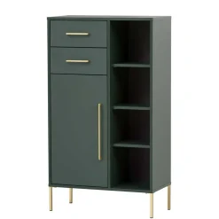 Badezimmer Highboard in Dunkelgrün & Gold - Aqua