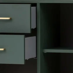 Badezimmer Highboard in Dunkelgrün & Gold - Aqua