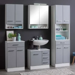 Badezimmer Hängeschrank in hellem Grau - Girios