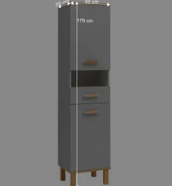 Badezimmer Hochschrank in Platingrau - Nienzo