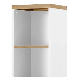Badezimmer Hochschrank in Weiß mit Wildeiche - Alenta