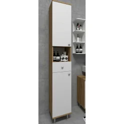 Badezimmer Hochschrank mit 2 Türen & Schublade - Nelani