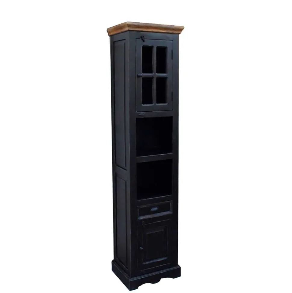 Badezimmer Hochschrank Sentiments in Schwarz Mangobaum