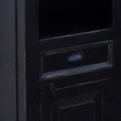 Badezimmer Hochschrank Sentiments in Schwarz Mangobaum