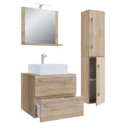 Badezimmer Möbelset in Holzoptik - Caleena (dreiteilig)