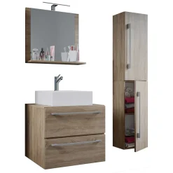 Badezimmer Möbelset in Holzoptik - Caleena (dreiteilig)