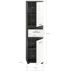 Badezimmer Midischrank in Weiß Hochglanz - Chapan