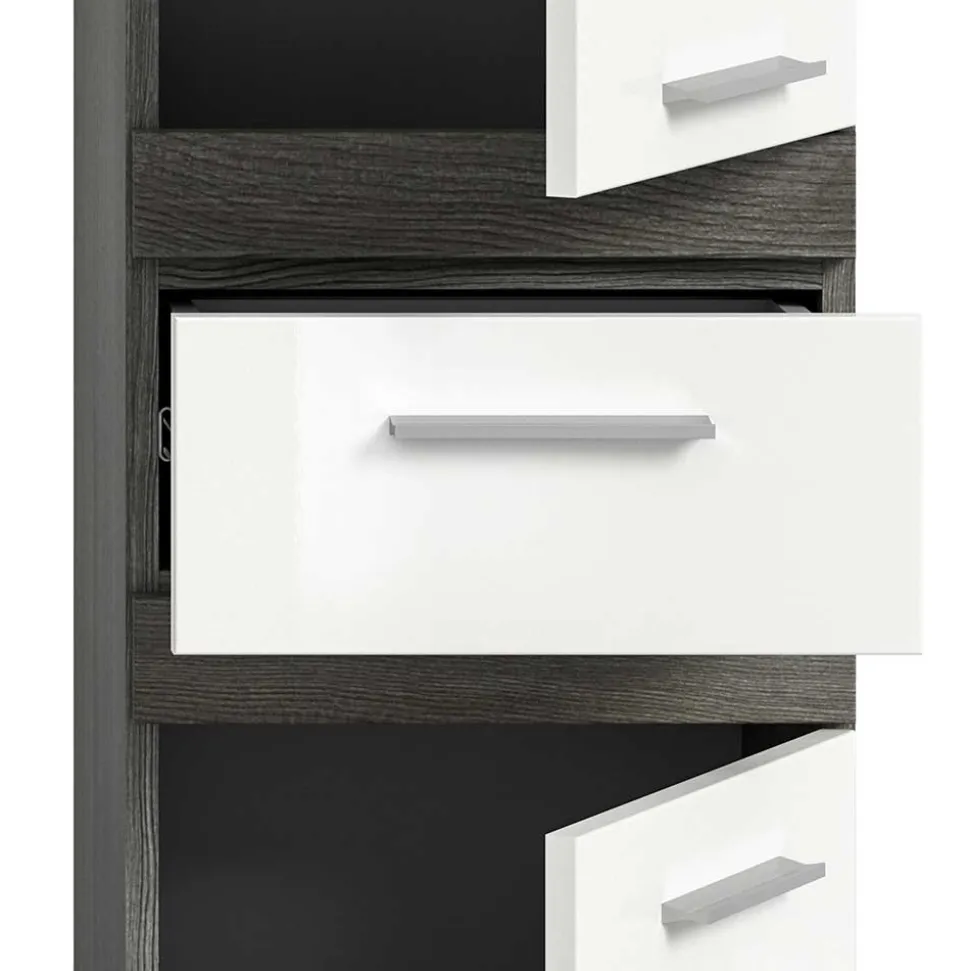 Badezimmer Midischrank in Weiß Hochglanz - Chapan