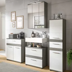 Badezimmer Midischrank in Weiß Hochglanz - Chapan