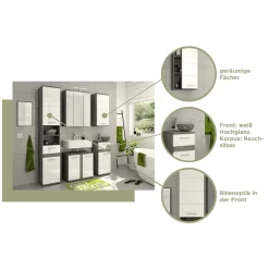 Badezimmer Midischrank in Weiß Hochglanz - Chapan
