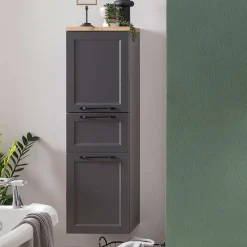 Badezimmer Midischrank in Dunkelgrau - Novelya