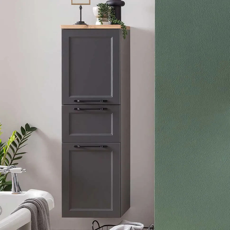 Badezimmer Midischrank in Dunkelgrau - Novelya