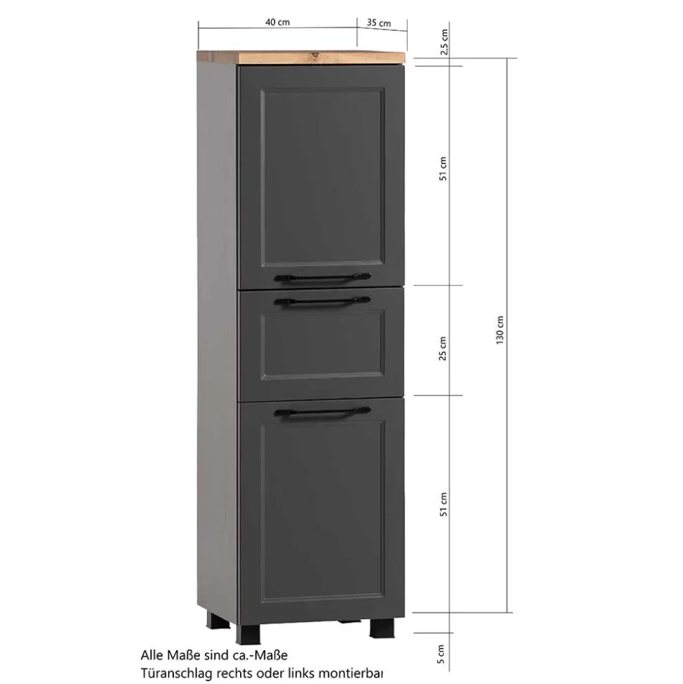 Badezimmer Midischrank in Dunkelgrau - Novelya