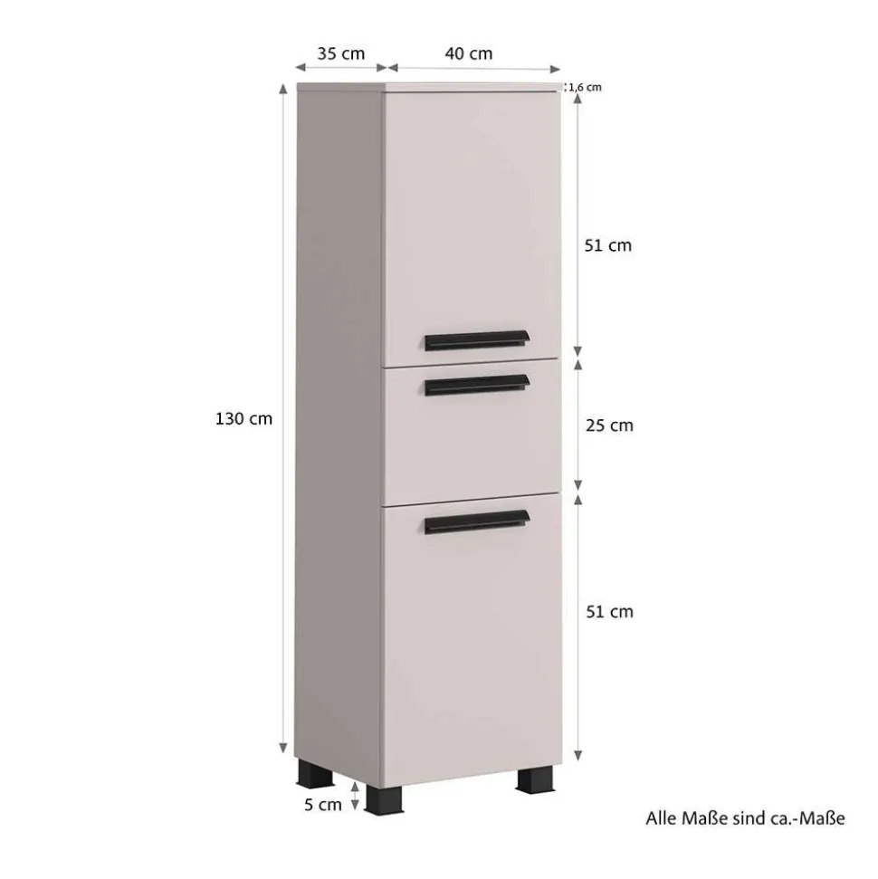 Badezimmer Midischrank in Hellgrau - Adendras