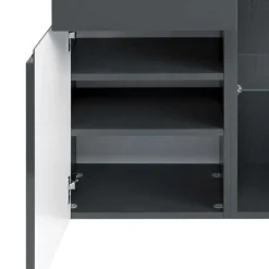 Badezimmer Seitenschrank Blaxin in Anthrazit Hochglanz