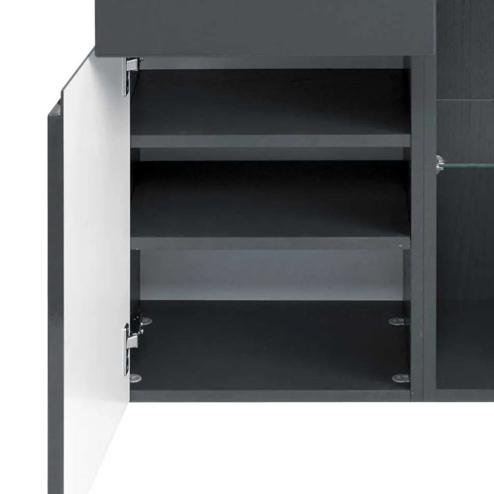 Badezimmer Seitenschrank Blaxin in Anthrazit Hochglanz