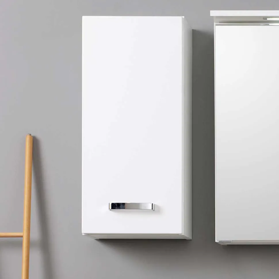 Badezimmer Set Sagunis in Weiß Hochglanz (fünfteilig)