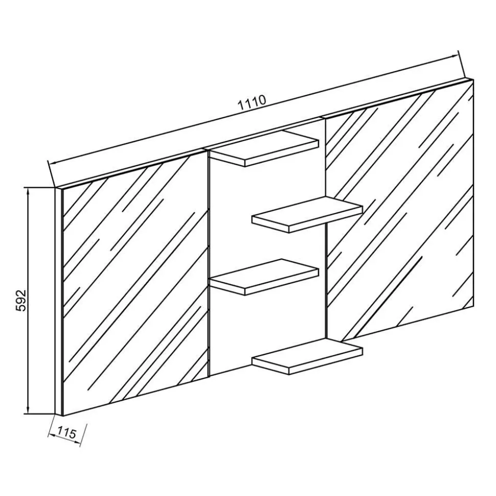 Badezimmer Spiegel mit Regal in Schwarz - Alberta