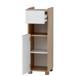 Badezimmer Unterschrank in Weiß und Eiche Hell - Ronya