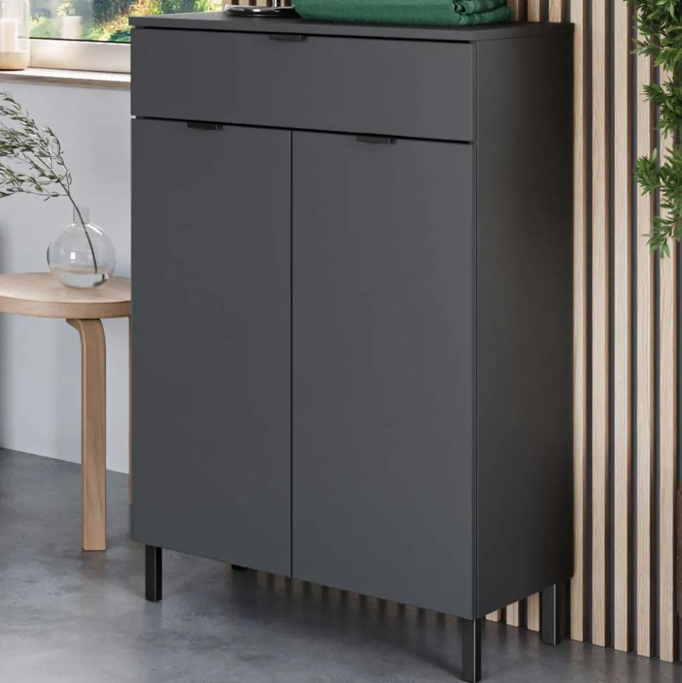 Badezimmer Vertiko in Dunkelgrau - Quado