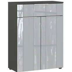 Badezimmer Vertiko in Silbergrau Glas - Dikono